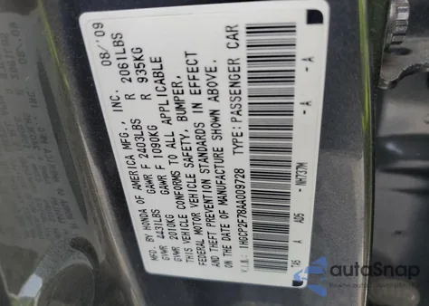 2010 Honda Accord Ex from USA, damaged, VIN 1HGCP2F78AA009728